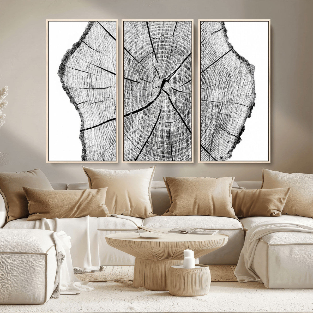Rustic Tree Ring Wall Art Canvas Print – Framed and Ready to