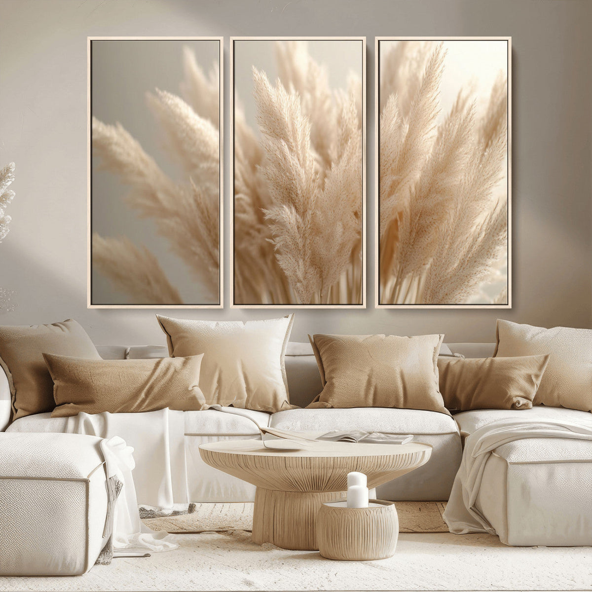 Pampas Grass Canvas Wall Art - Elegant Neutral Decor for