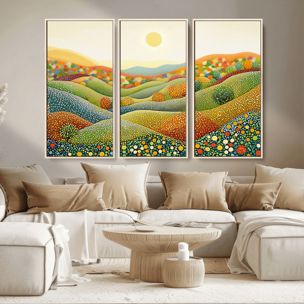 YAYOI KUSAMA Wall Art - Colorful Dot Art Landscape Canvas,
