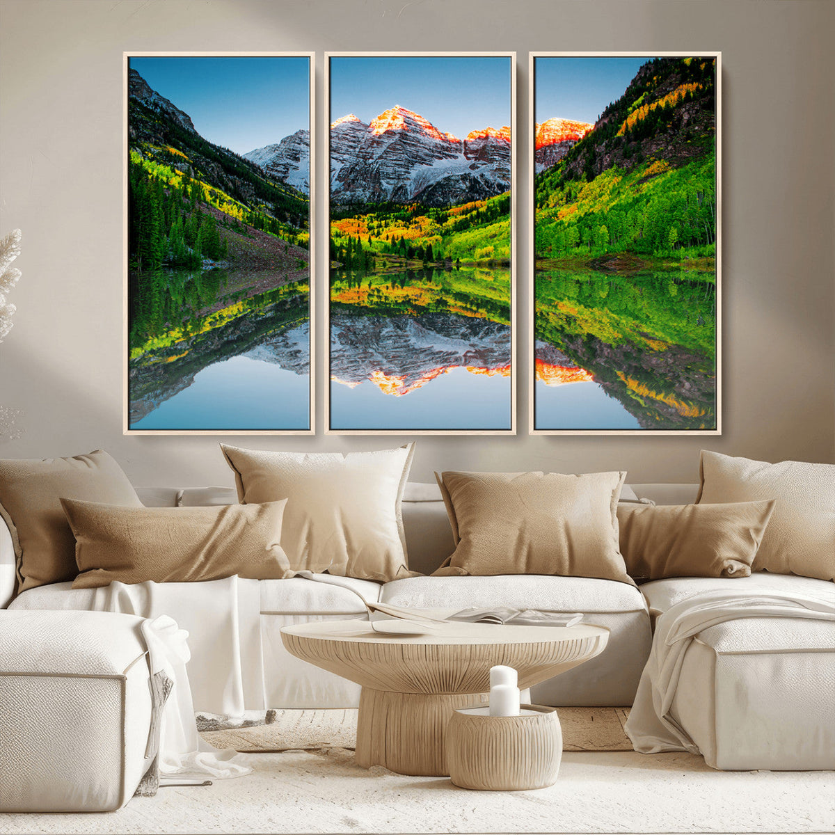 Maroon Bells Lake Wall Art Canvas Print – Framed Majestic