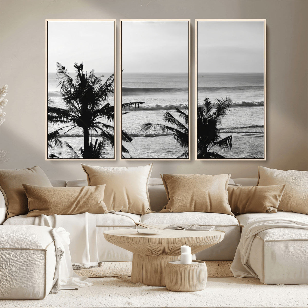 Tropical Coastline Wall Art Canvas Print – Framed Palm Trees
