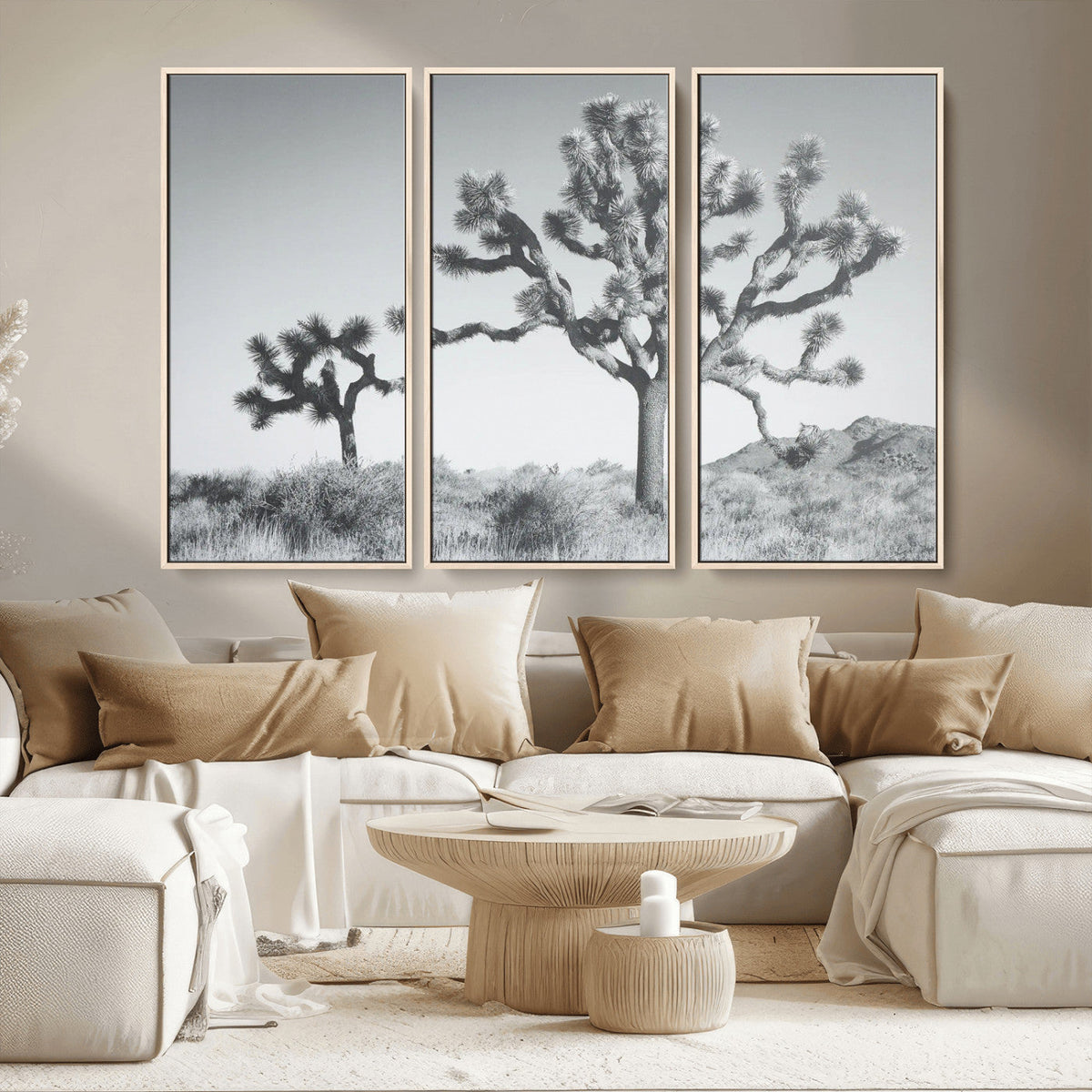 Joshua Tree Wall Art Canvas Print – Framed Black White