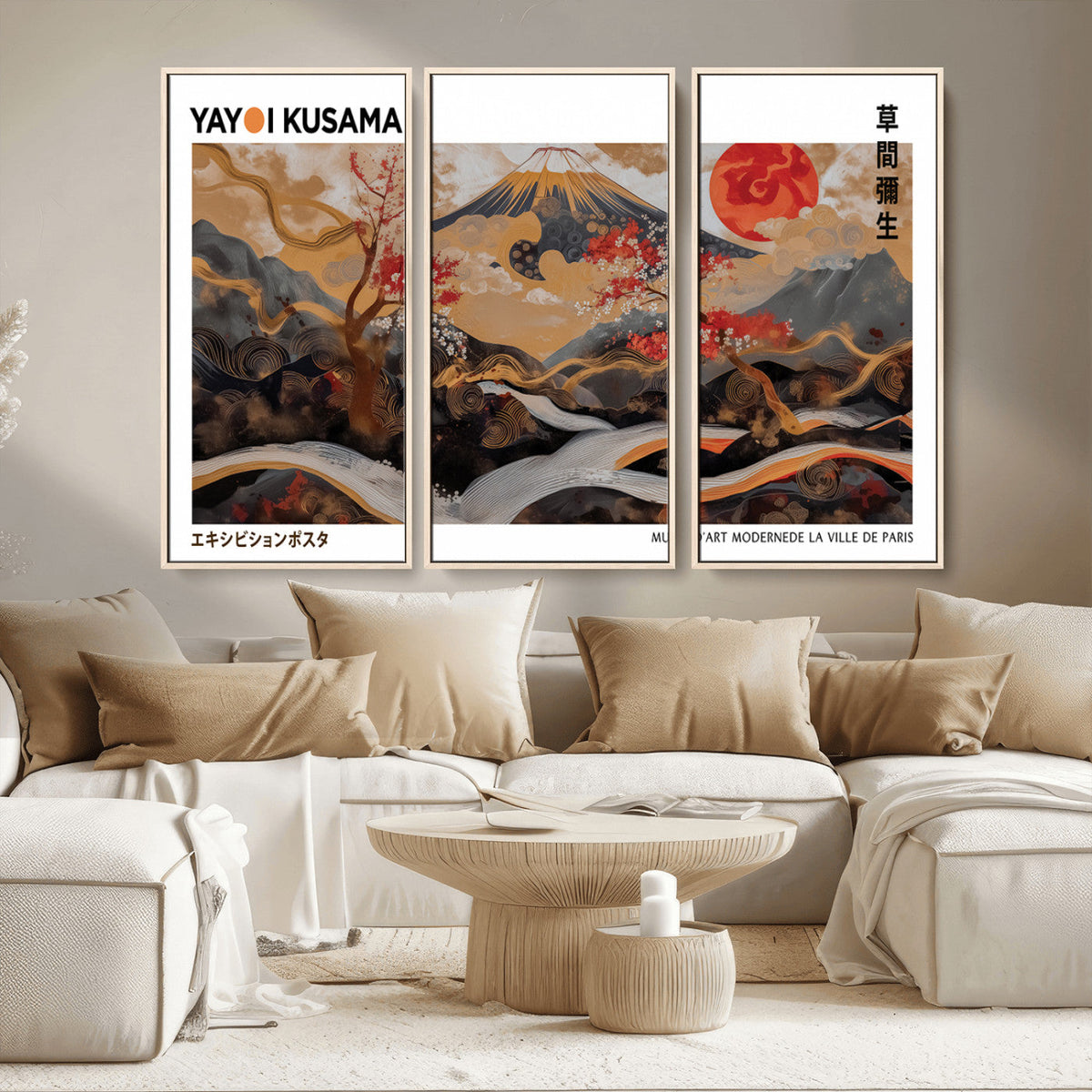 Modern Japanese Wall Art Canvas Print – Framed Abstract