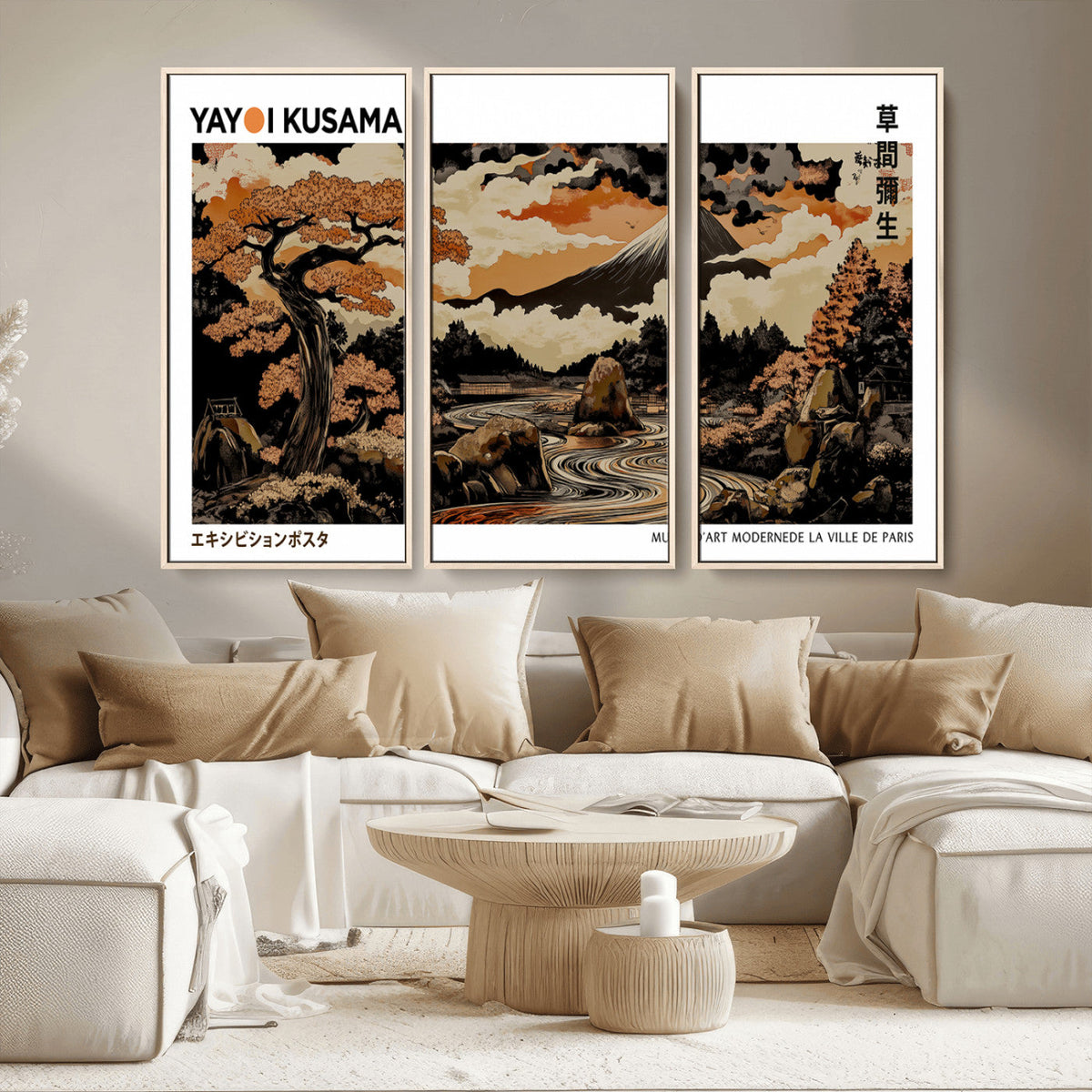 Modern Japanese Wall Art Canvas Print – Framed Abstract
