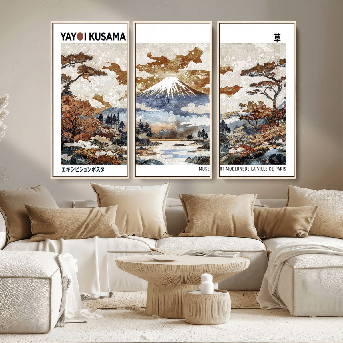 Modern Japanese Wall Art Canvas Print – Framed Abstract