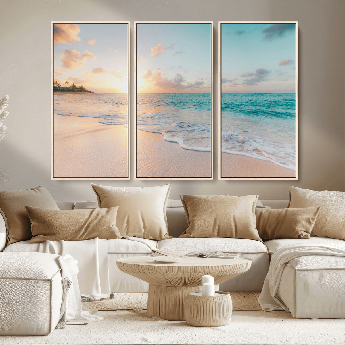 Beach Sunset Wall Art Canvas Print – Framed Ocean Waves