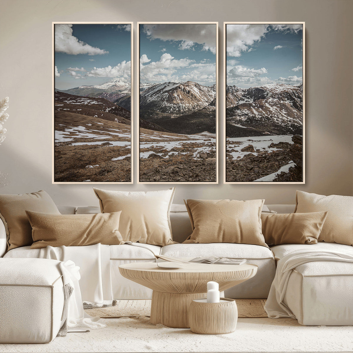 Mountain Landscape Wall Art Canvas Print – Framed Snowy