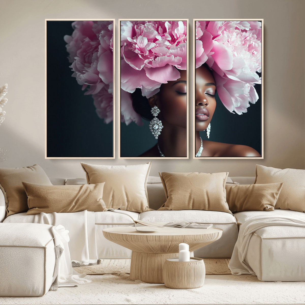 Black Beauty Petal Crown Wall Art Canvas Print – Floral