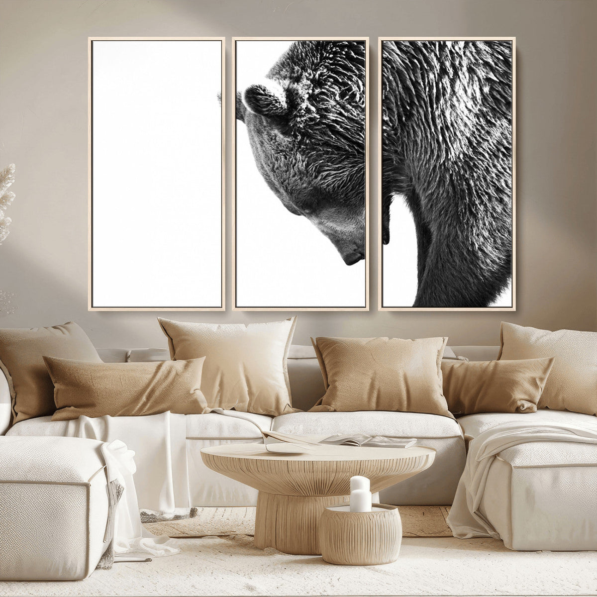 Black and White Grizzly 399 Bear Canvas Print Wall Art |