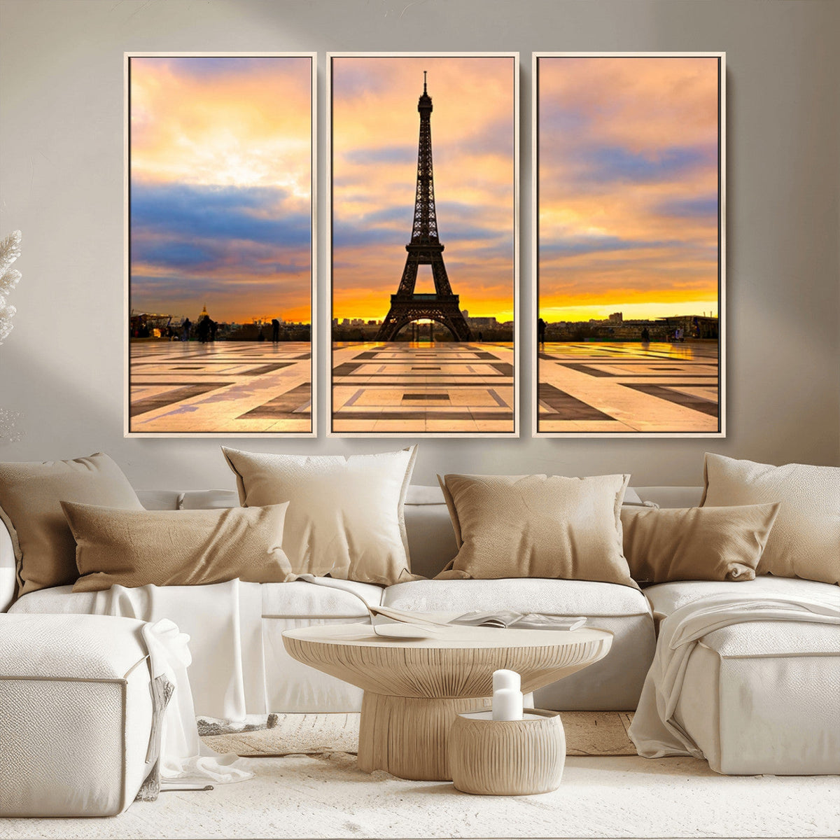 Paris Eiffel Tower Sunset Canvas Wall Art Print - Iconic