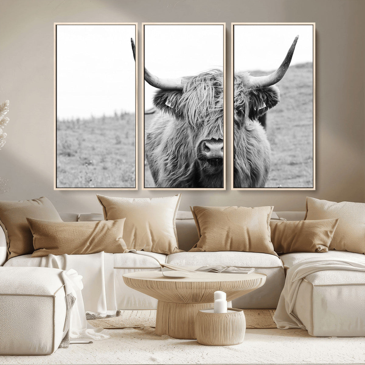 Newfoundland Cow Art Wall Art, Black White Cow Art Wall Art