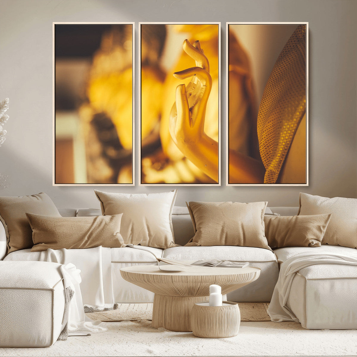 Gold Buddha Statue Hands Wall Art Canvas Print
