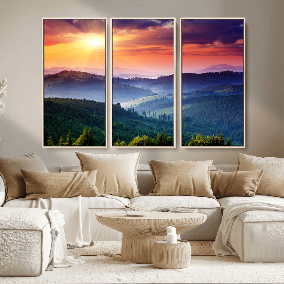 Mountain and Sunset Wall Art Canvas Print