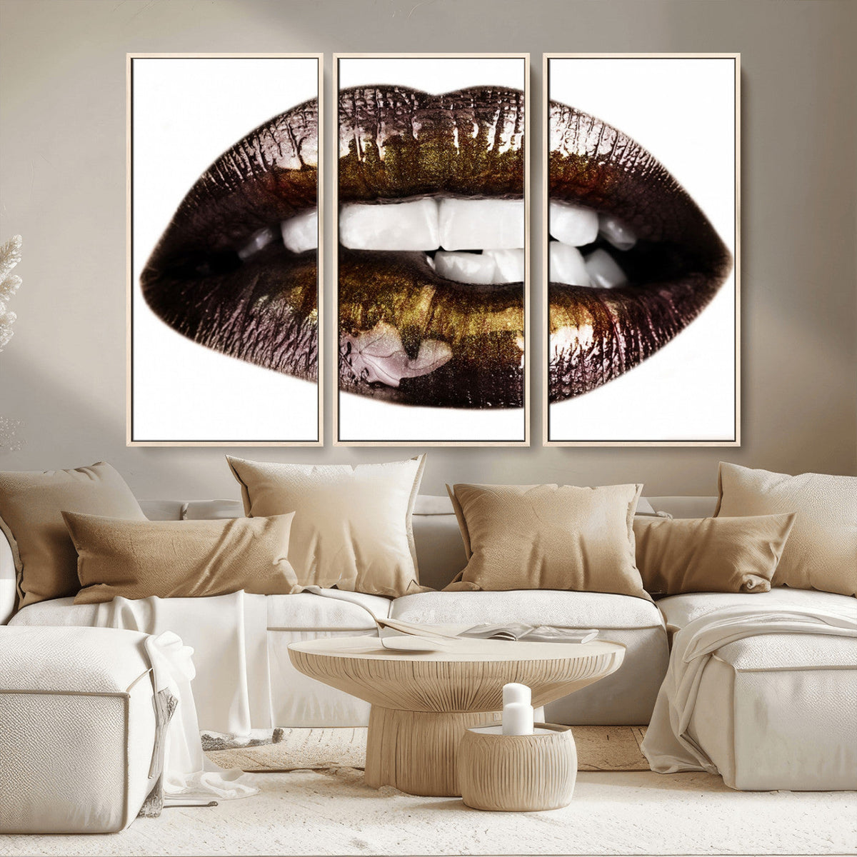 Close Up Lips Wall Art Canvas Print