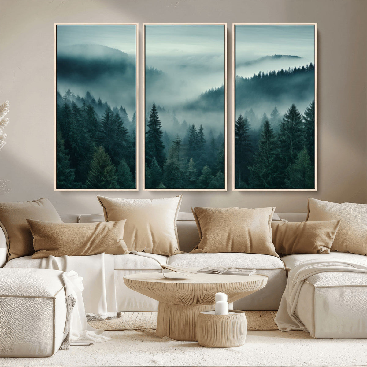 Captivating Misty Foggy Forest Wall Art Premium Canvas Print