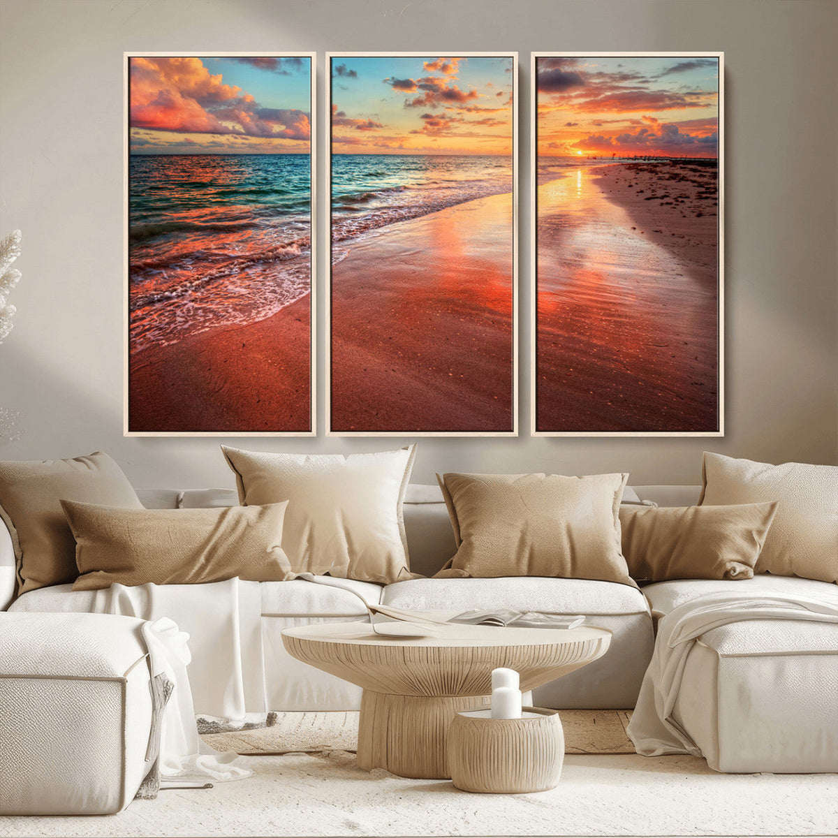 Sunset Beach Wall Art | Ocean Canvas Print | Coastal Wall