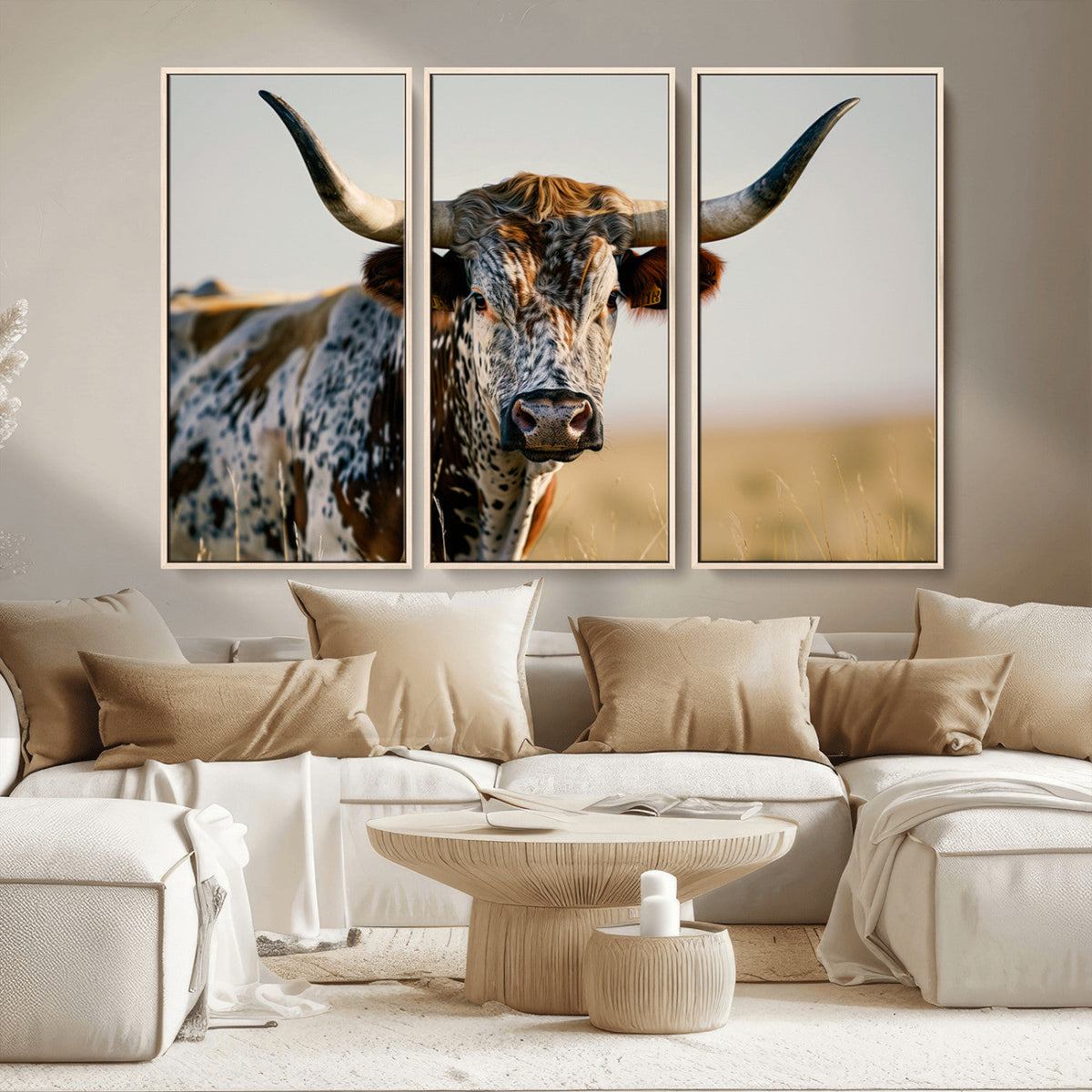 Texas Bull Longhorn Wall Art Canvas Print for Farm House