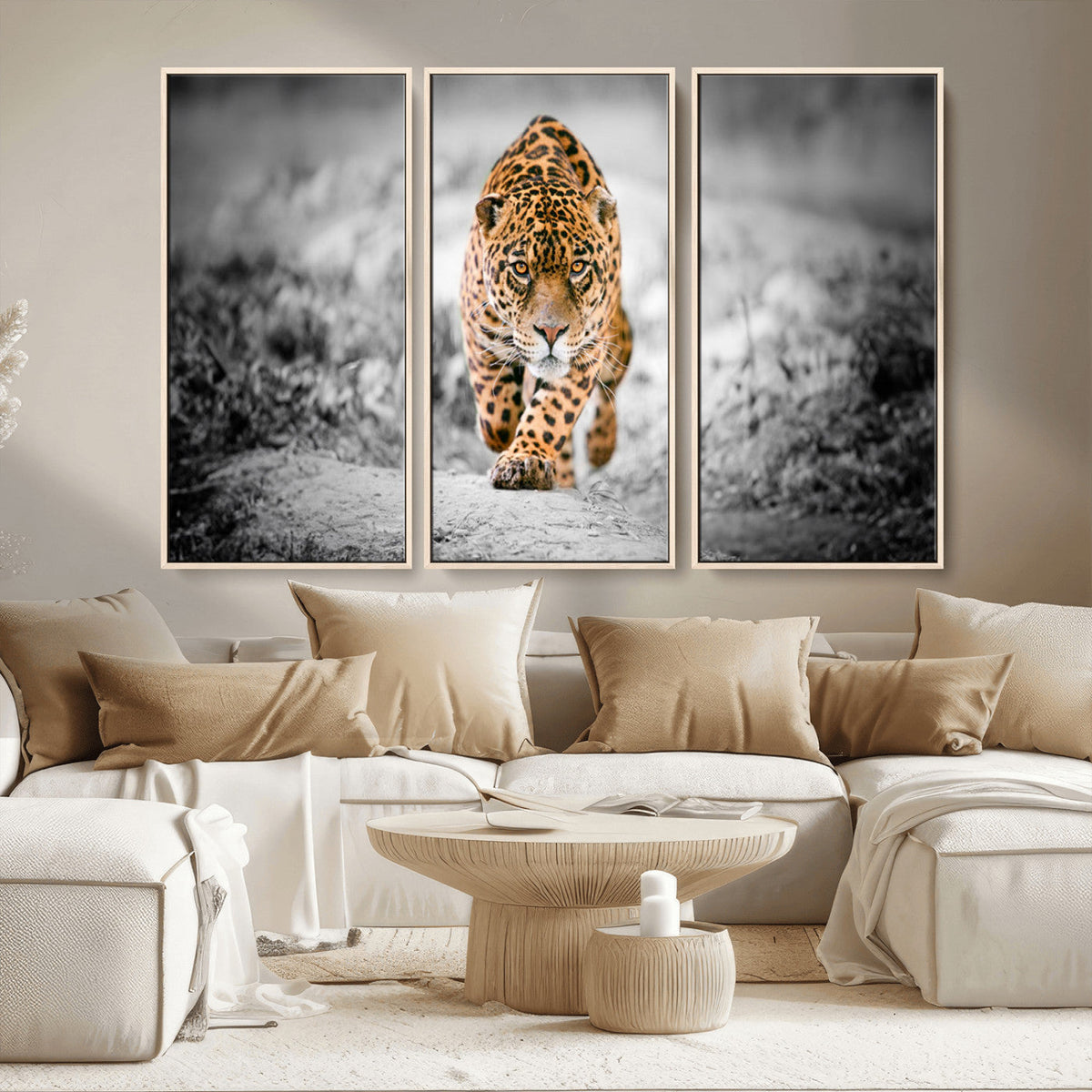 Jaguar Wall Art Canvas Print - Majestic Big Cat in Focused
