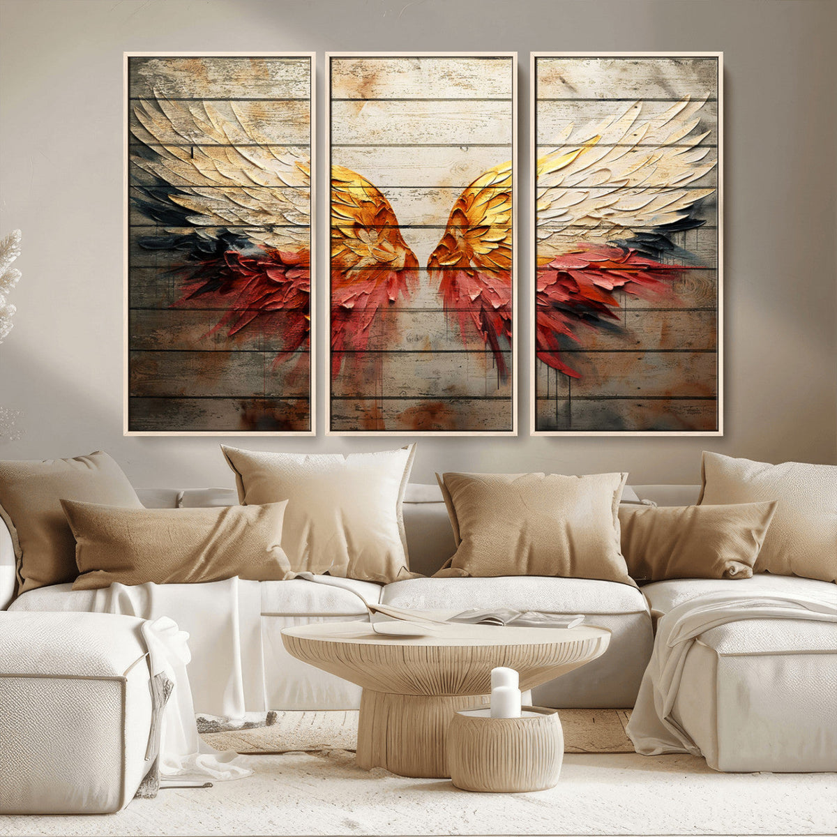 Abstract Angel Wings Canvas Wall Art – Framed and Ready to