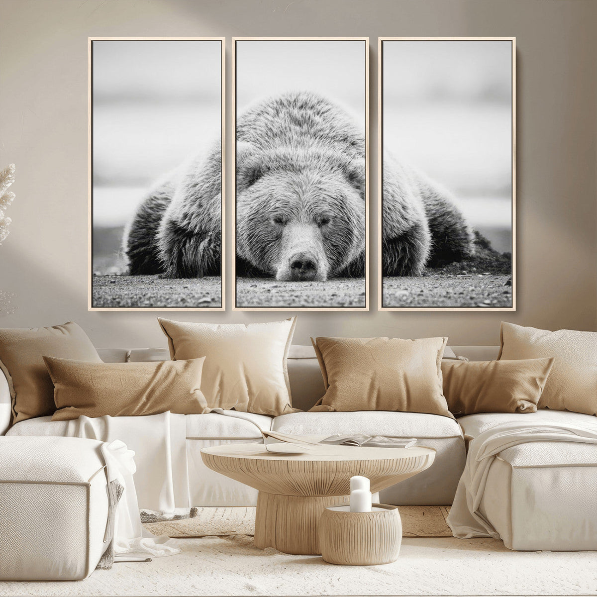 Resting Grizzly Bear Wall Art Canvas Print – Majestic Lazy