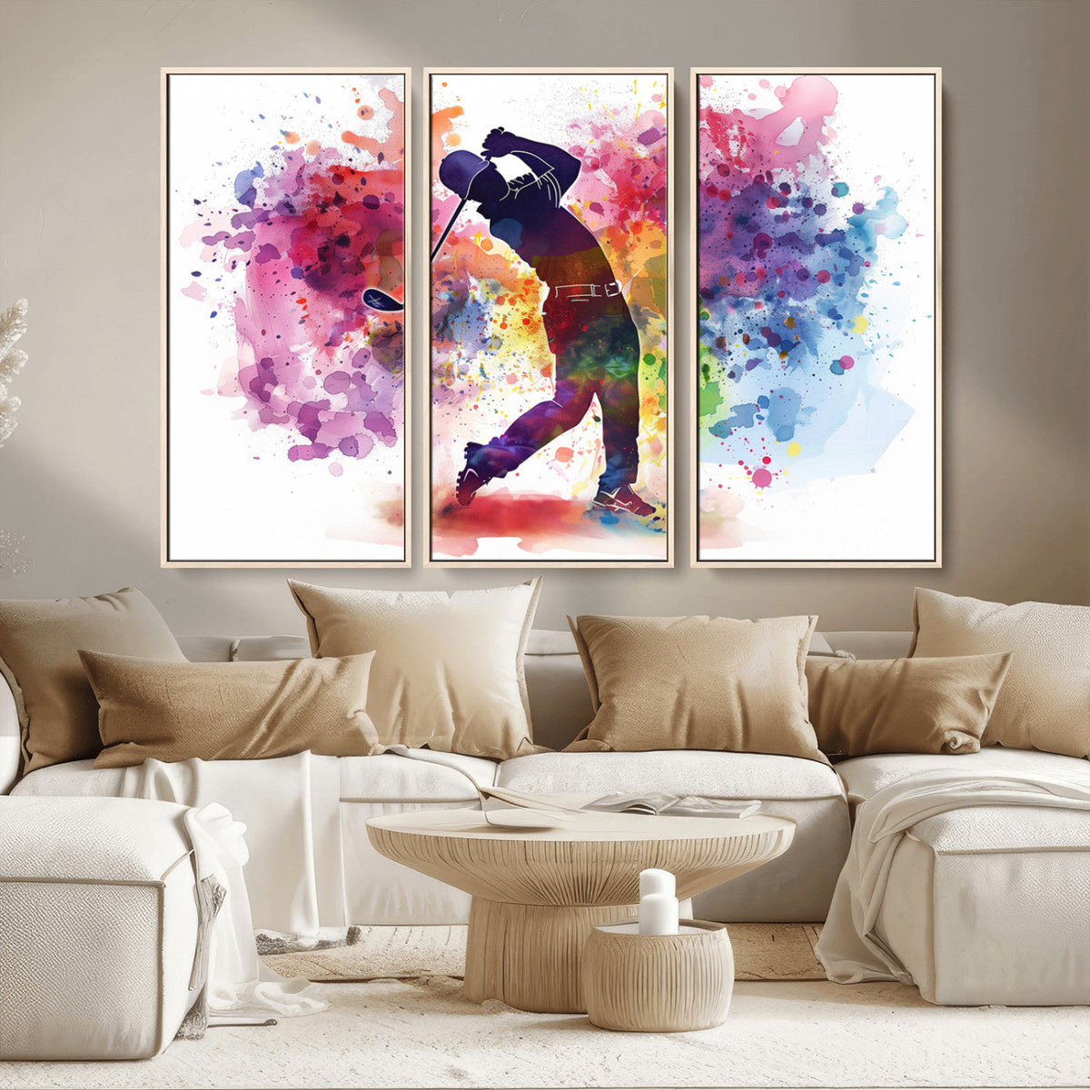 Colorful Golfer Swing Wall Art Canvas Print - Ready to Hang,