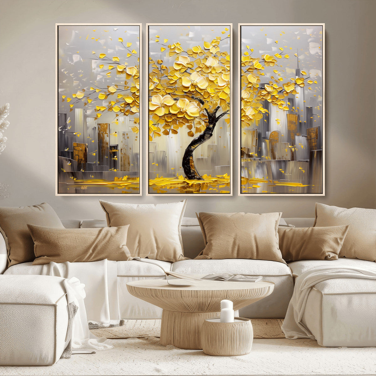 Golden Tree Canvas Print | Abstract Wall Art for Modern