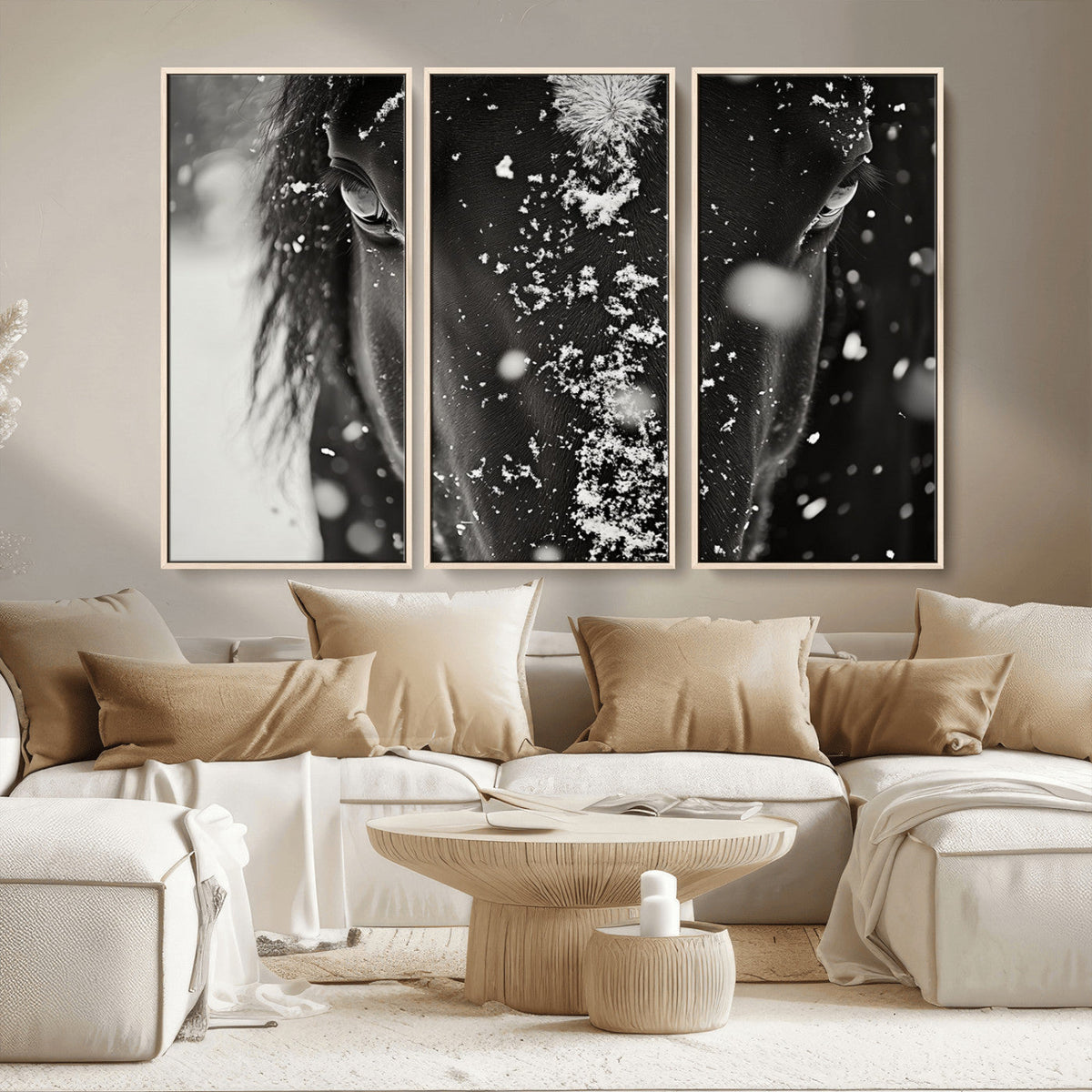 Winter Horse Snow Wall Art Canvas Print