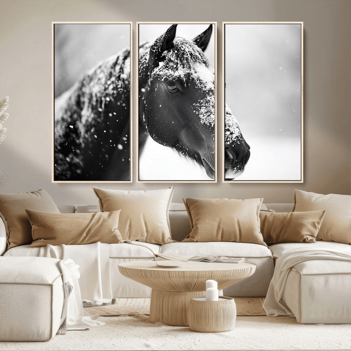 Horse Canvas Print - Winter Horse Snow Wall Art Canvas Print