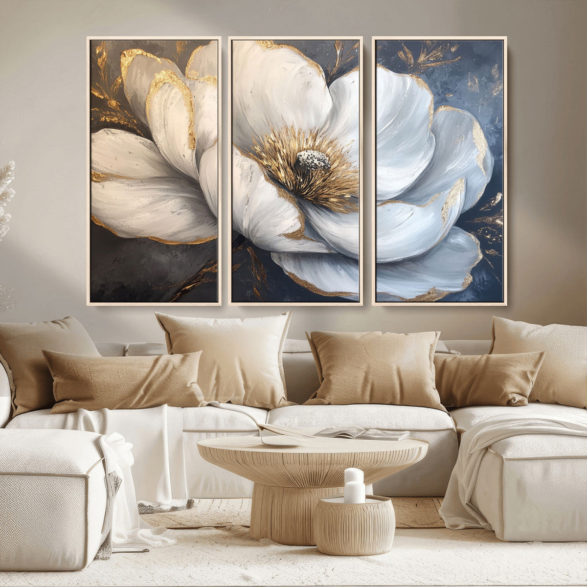 White Magnolia Flower Wall Art Canvas Print | Abstract