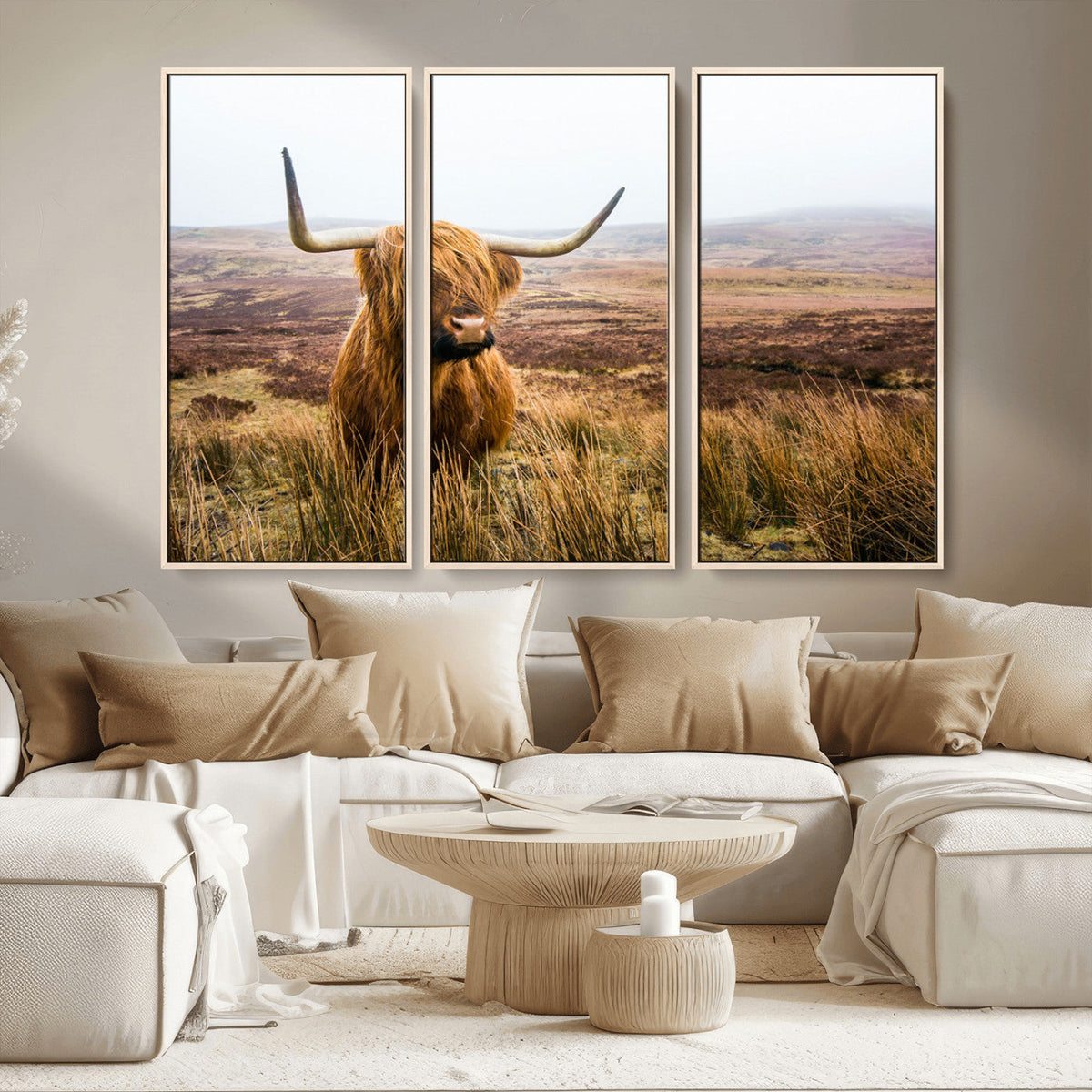 Scottish Highland Cow Canvas Wall Art – Rustic Farmhouse