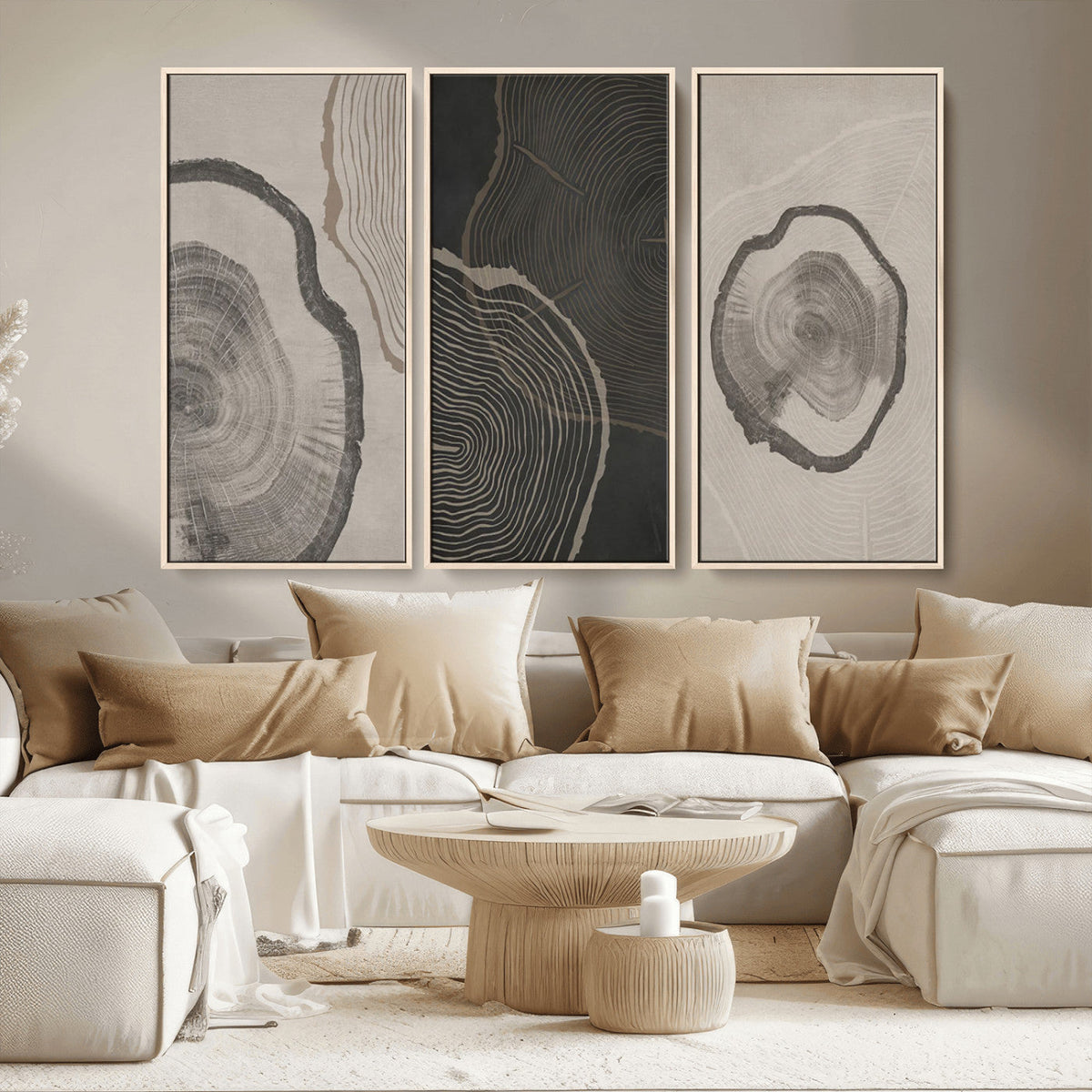 Minimalist Tree Rings Wall Art | Modern Abstract Canvas