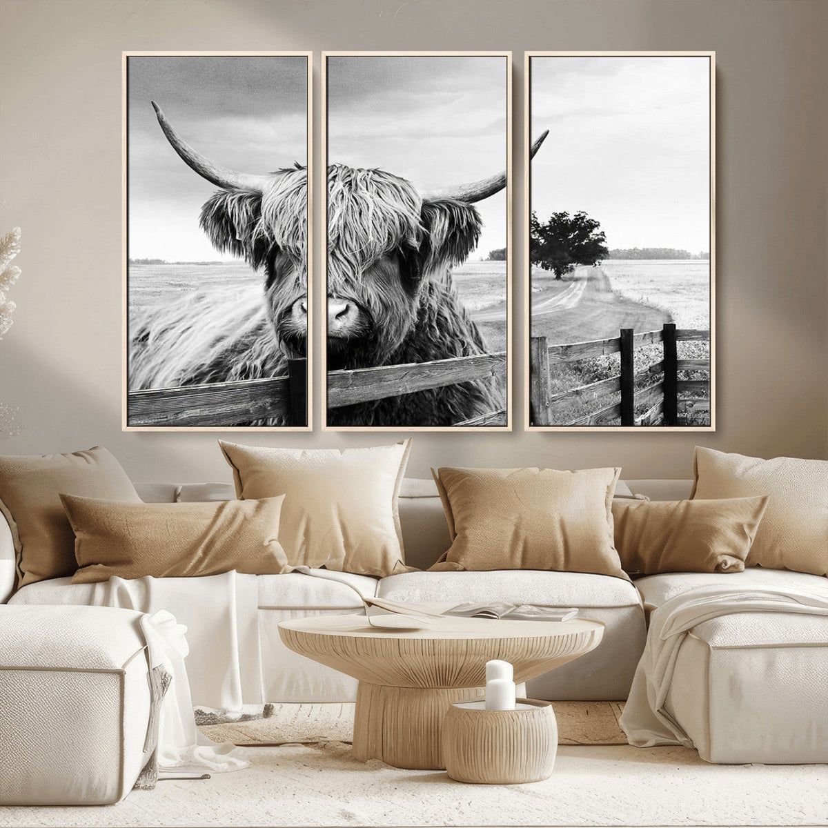 Scottish Highland Cow Wall Art | Rustic Farmhouse Décor |