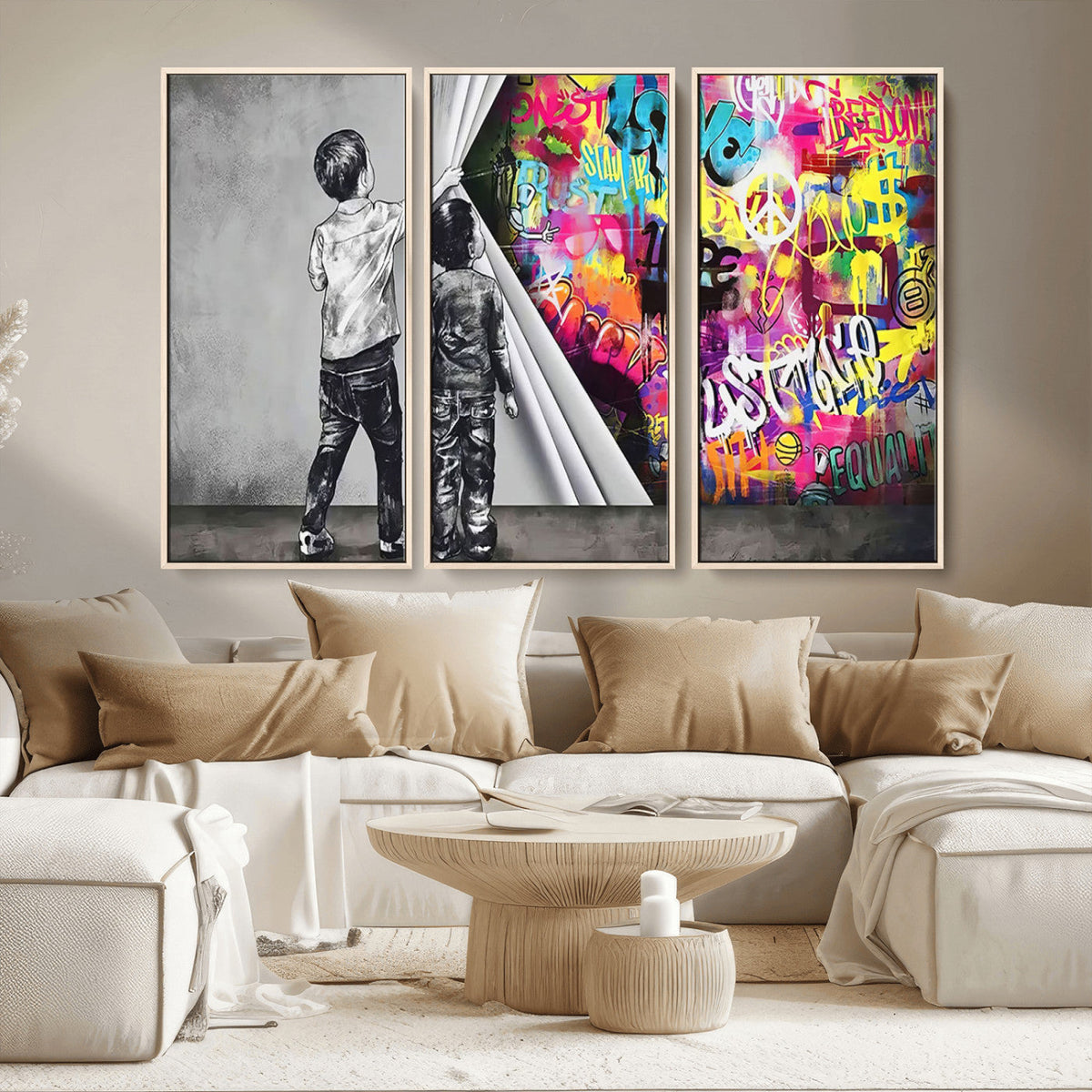Banksy Print - Street Art Canvas Wall Art - Kids Revealing