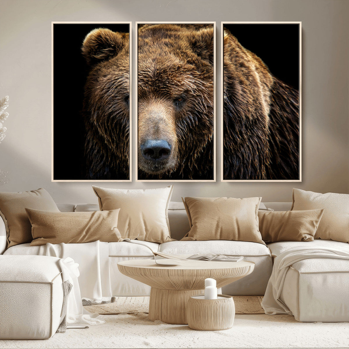 Grizzly Brown Bear Canvas Wall Art, Wildlife Animal Canvas
