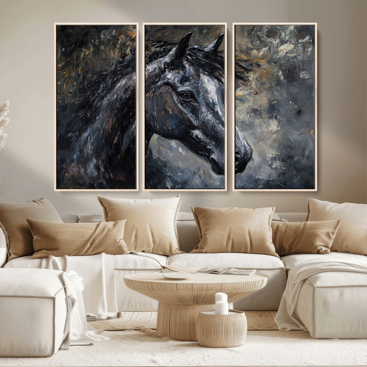 Large Abstract Horse Wall Art Canvas Print | Farmhouse Wall