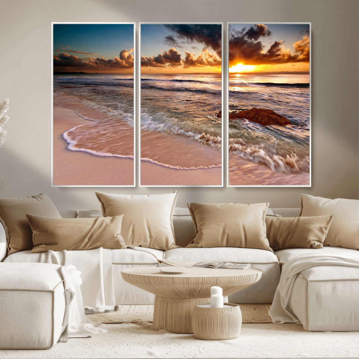 Sunset on Ocean Wall Art Canvas Print