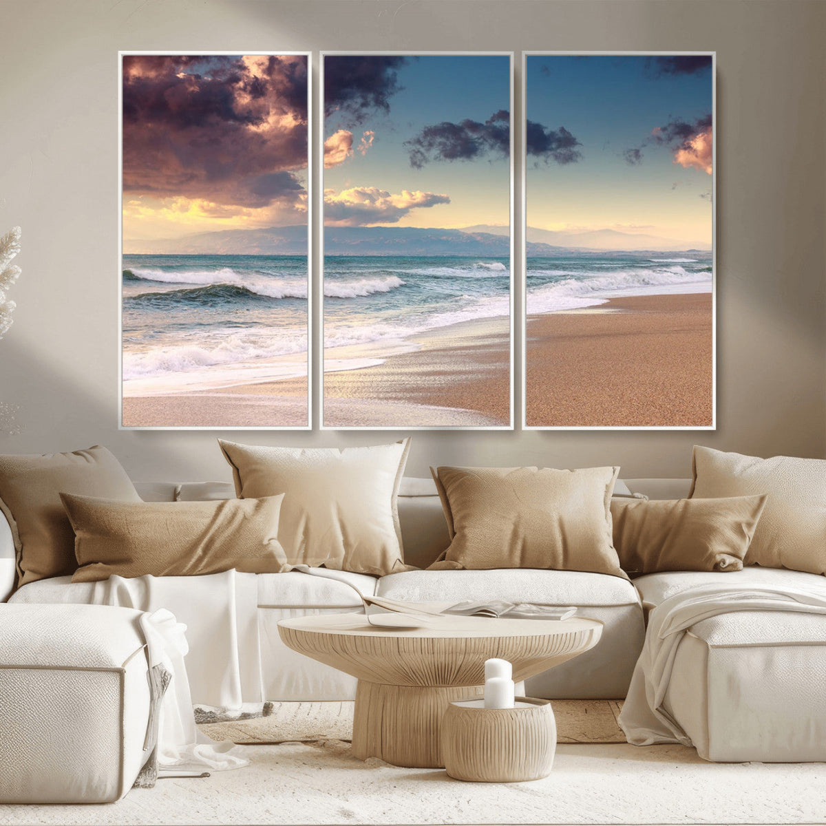 Cloudy Weather Beach Sunset Canvas Print | Sunrise Wall Art