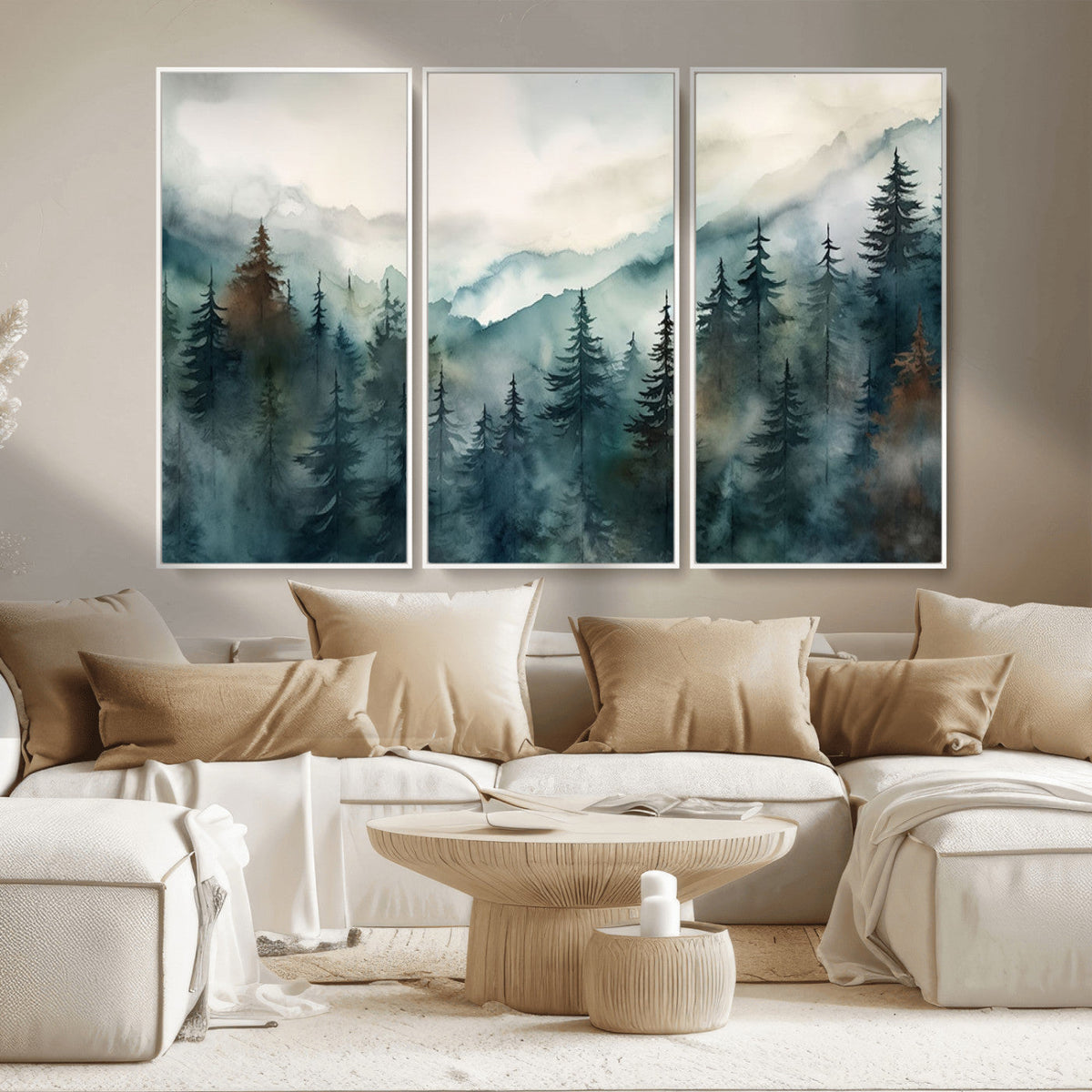 Serenity Forest Wall Art Canvas | Foggy Mountain Landscape