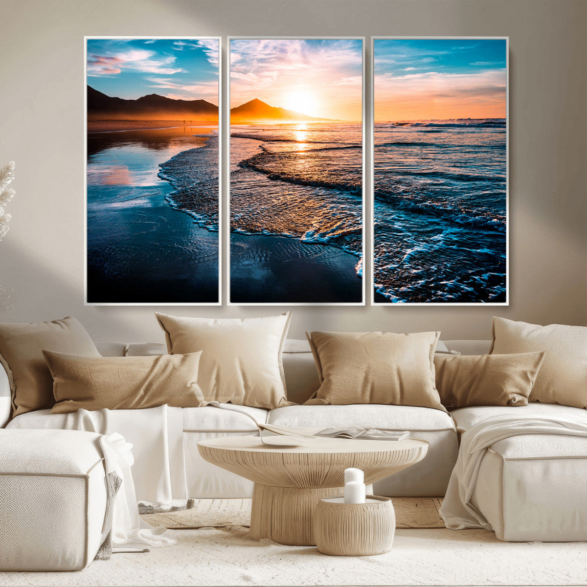 Sunset Beach Ocean Canvas Wall Art – Tranquil Ocean
