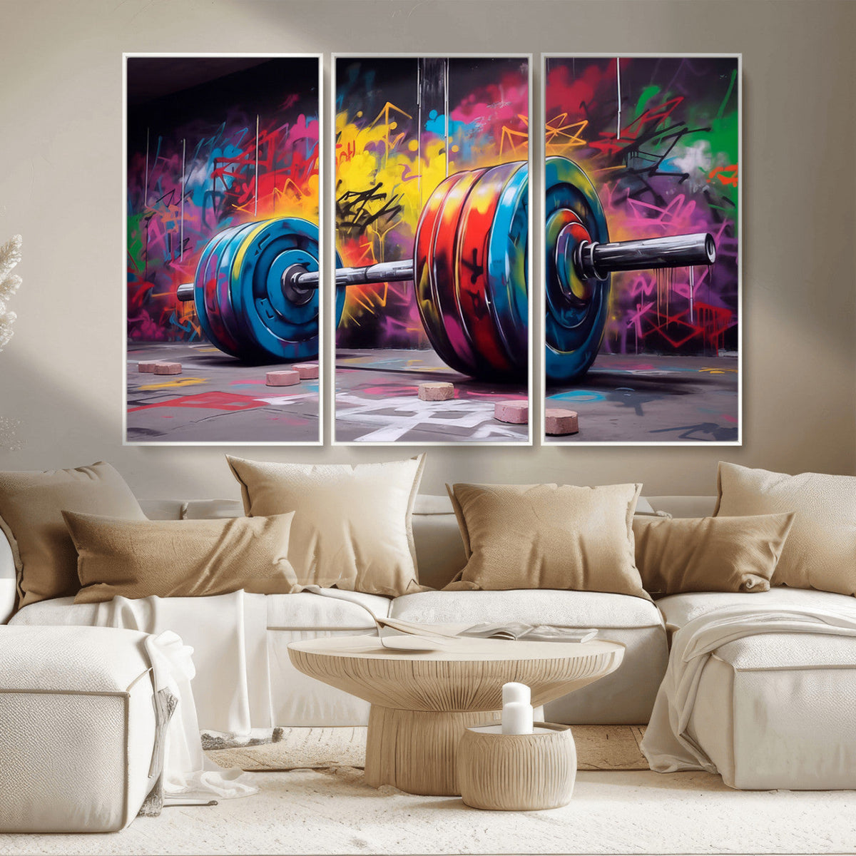 Abstract Graffiti Barbell Canvas Wall Art – Urban Fitness