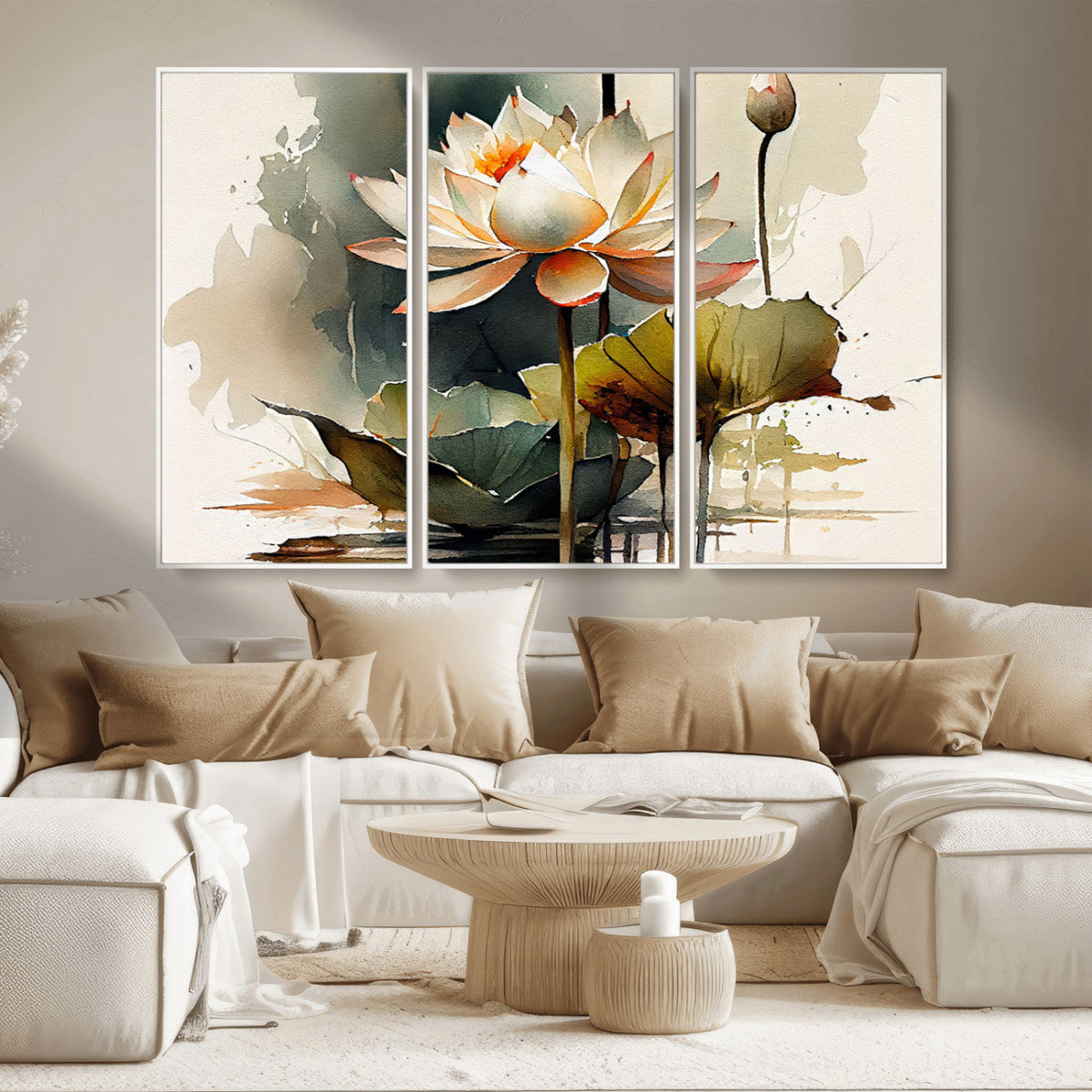 Lotus Flower Watercolor Canvas Print – A Symbol of Serenity
