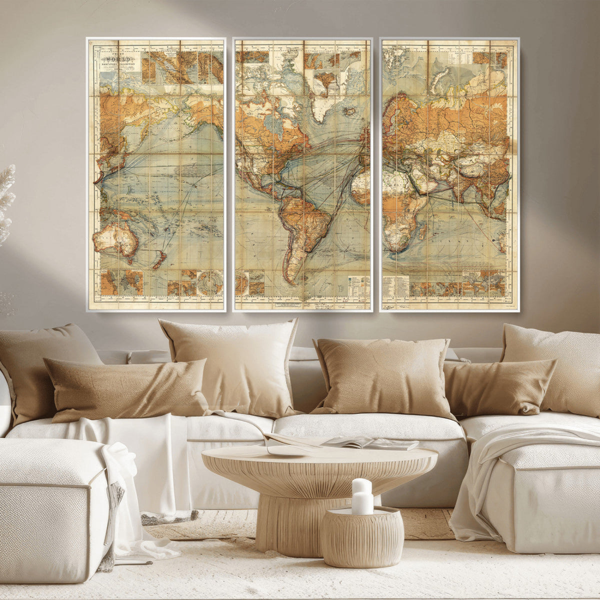 Push Pin World Map Canvas Print – Travel Tracker Wall Art