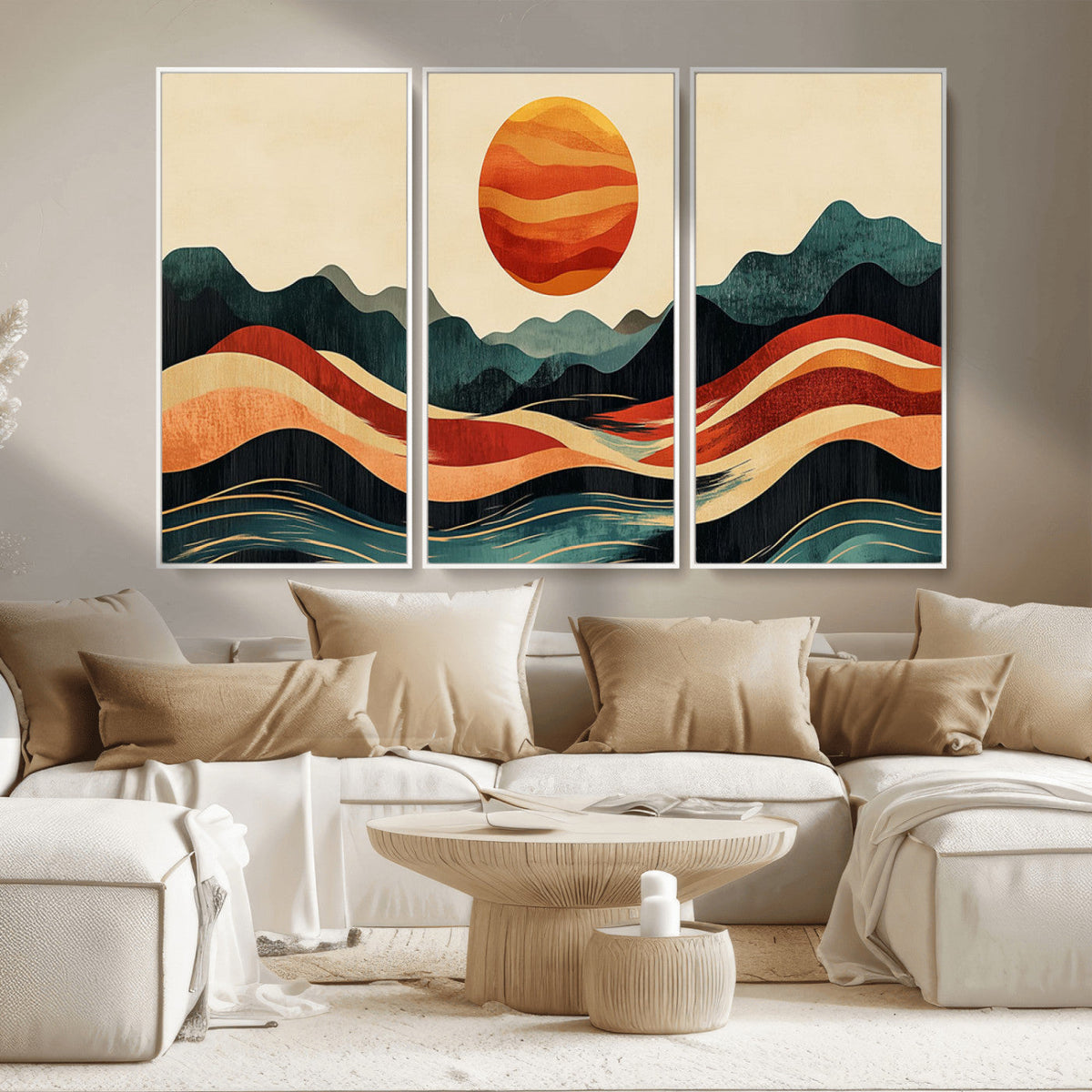 Mountain Triptych Wall Art Canvas Print – Western Nature