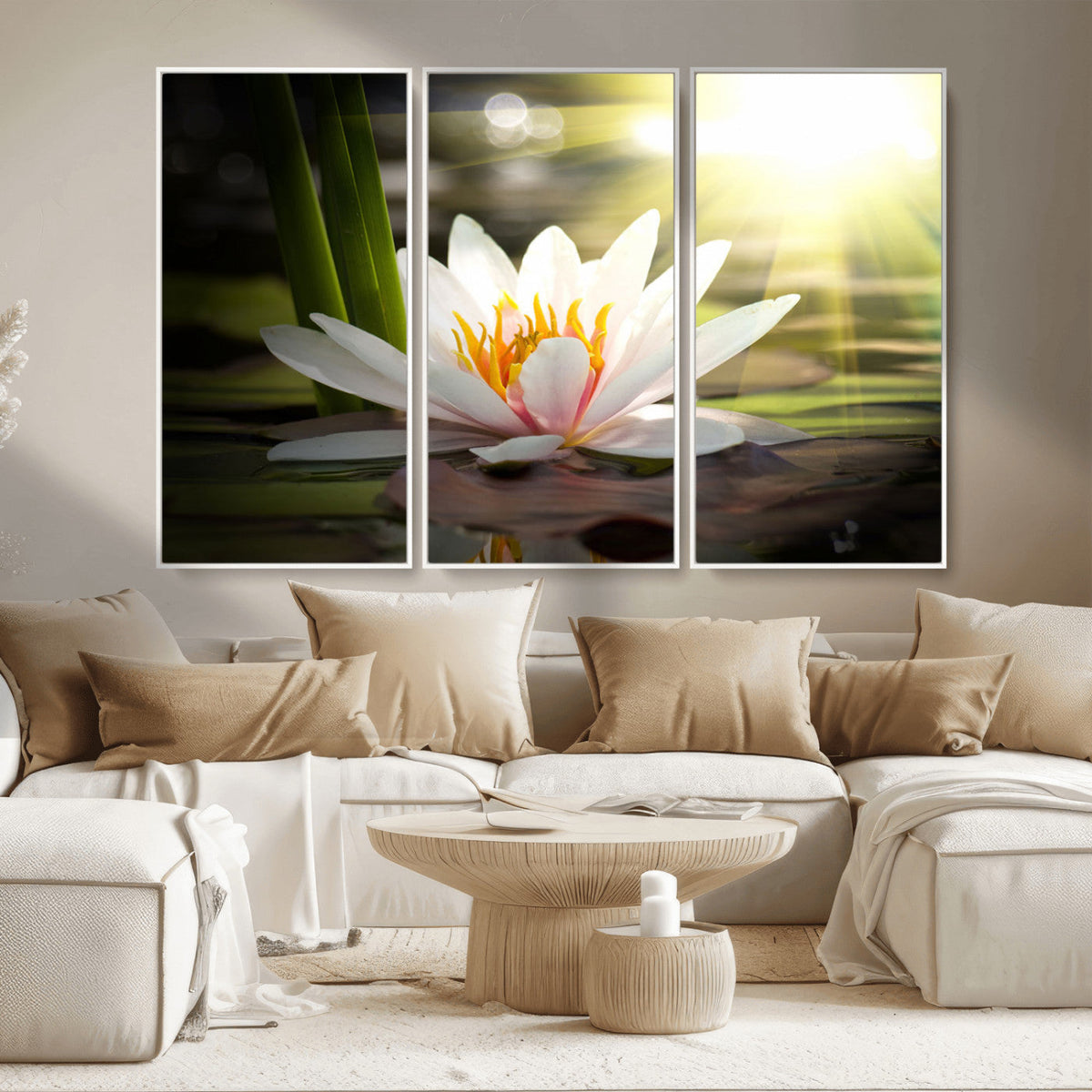 Lotus Flower Wall Art Canvas Print, Water Lily Large Wall