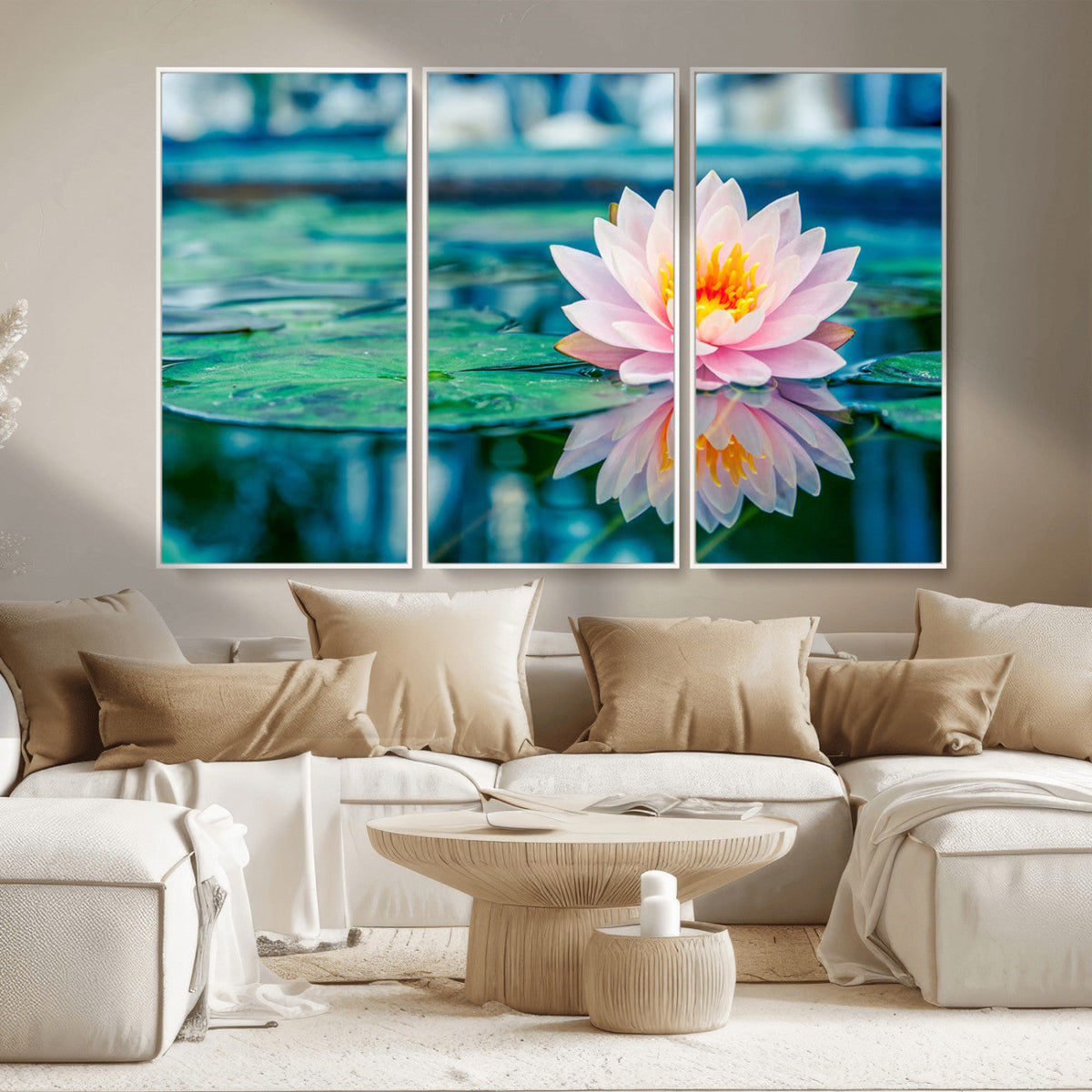 Lotus Flower Wall Art Canvas Print, Water Lily Large Wall