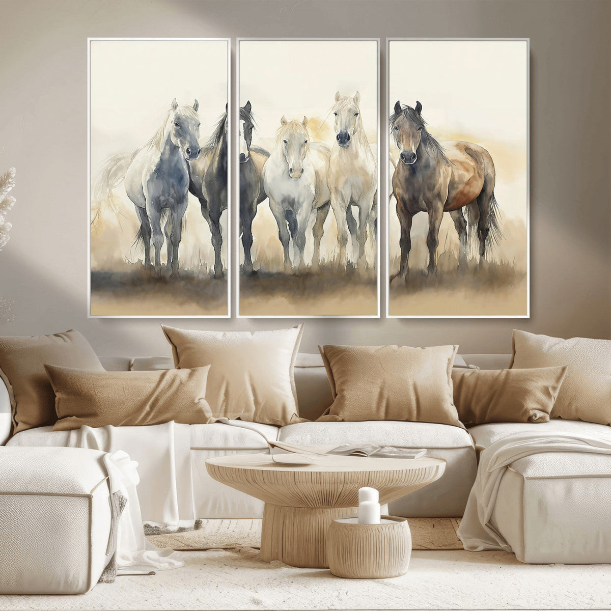 Wild Horses Wall Art Canvas Print, Framed Running Horses Art