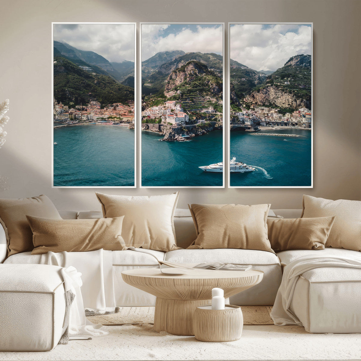 Amalfi Coast Wall Art – Framed Italian Seaside Canvas