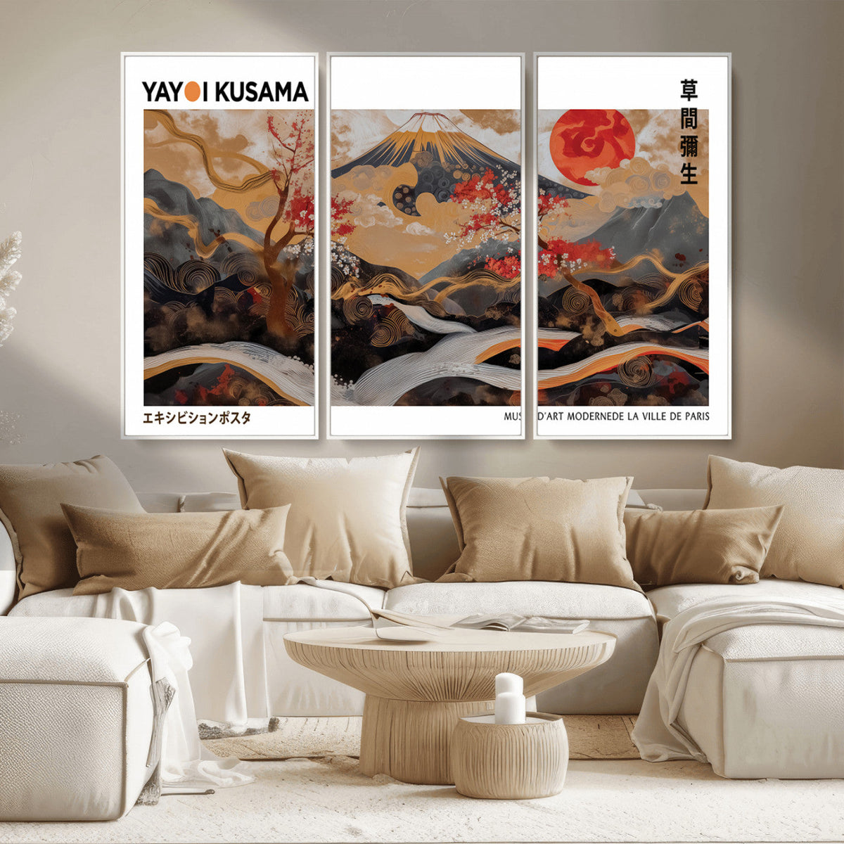 Modern Japanese Wall Art Canvas Print – Framed Abstract