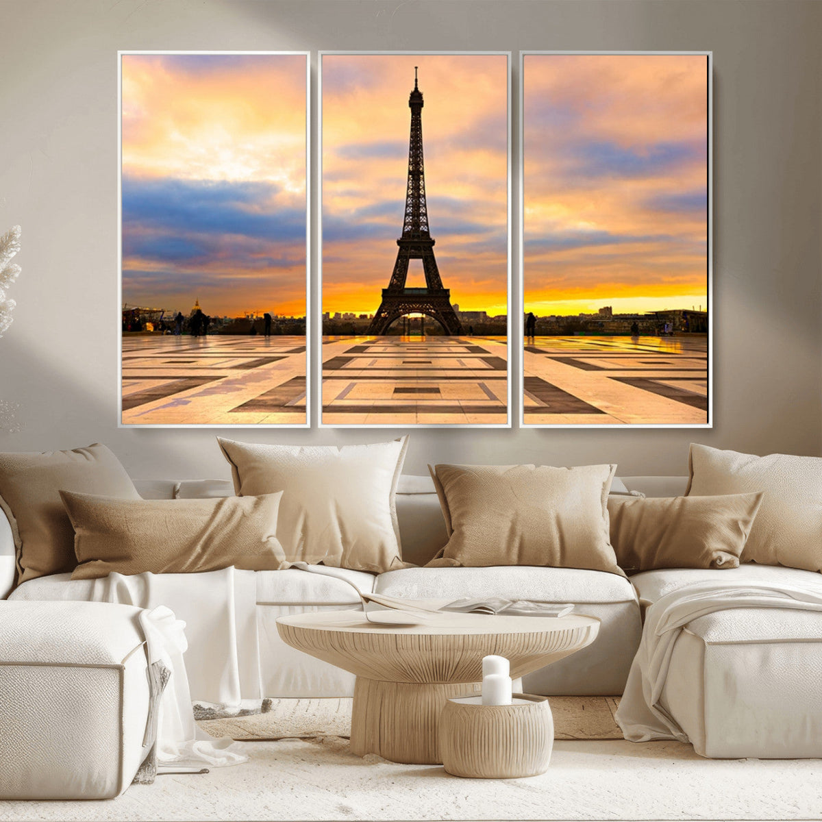 Paris Eiffel Tower Sunset Canvas Wall Art Print - Iconic