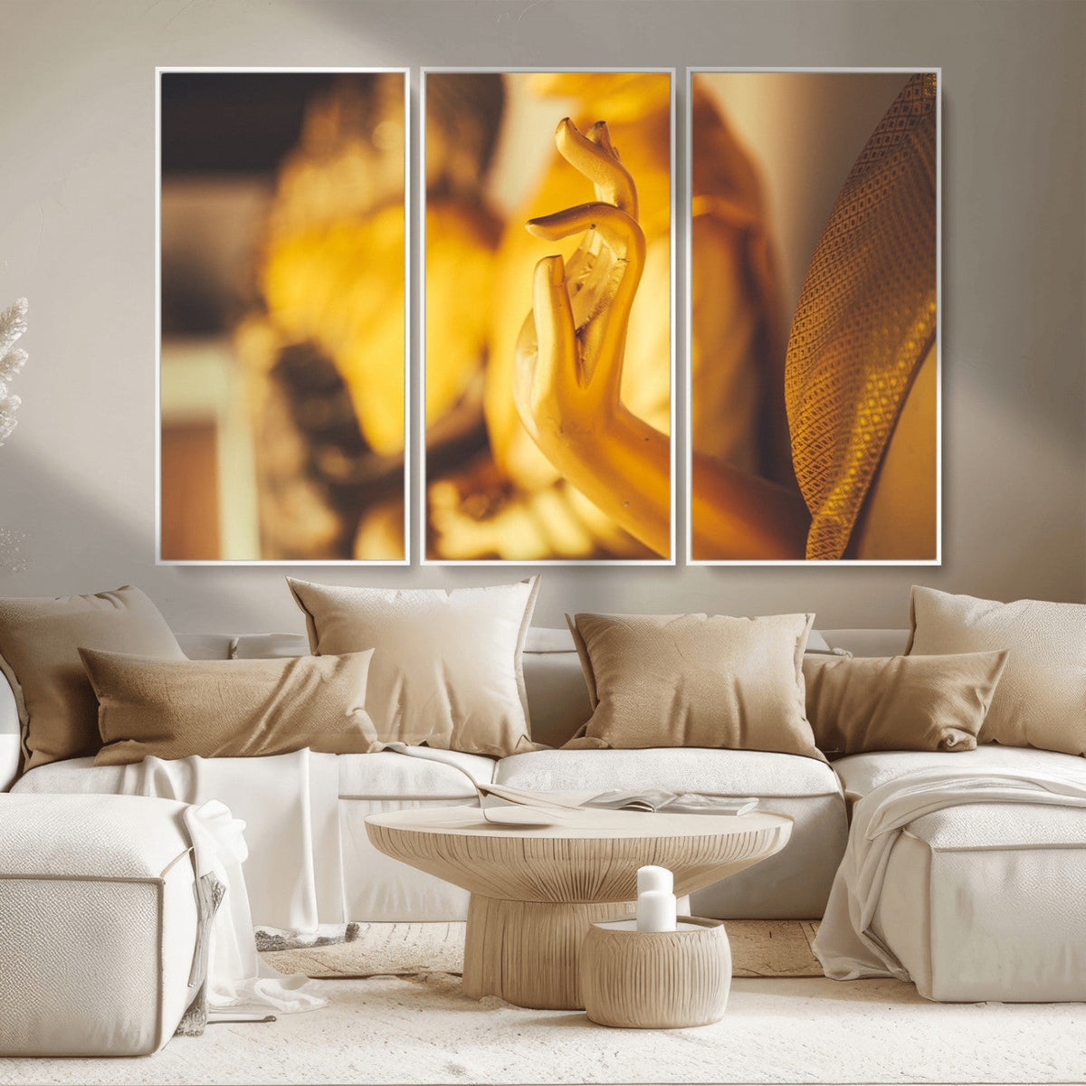 Gold Buddha Statue Hands Wall Art Canvas Print